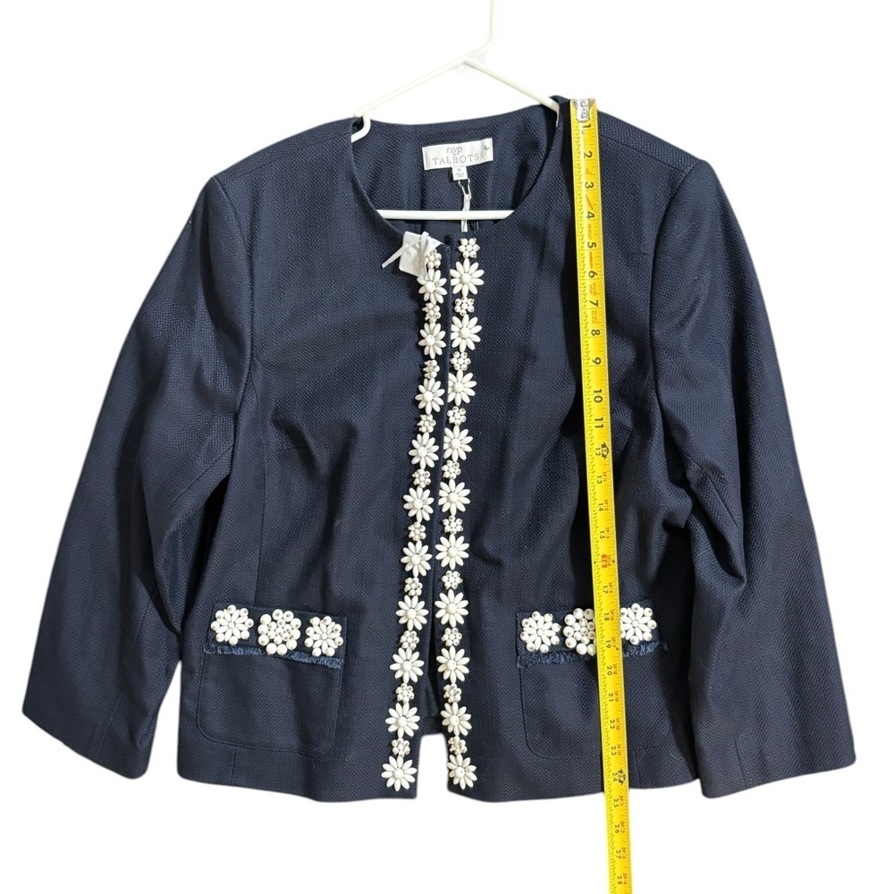 Talbots Navy Blue Floral Embellished Jacket - Picture 9 of 11